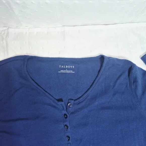 Talbots Women's Navy Blue Long Sleeved  Tee Size L - Picture 3 of 5